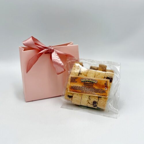 Pink Bow Bag Box with 1 x 10 pack Biscotti